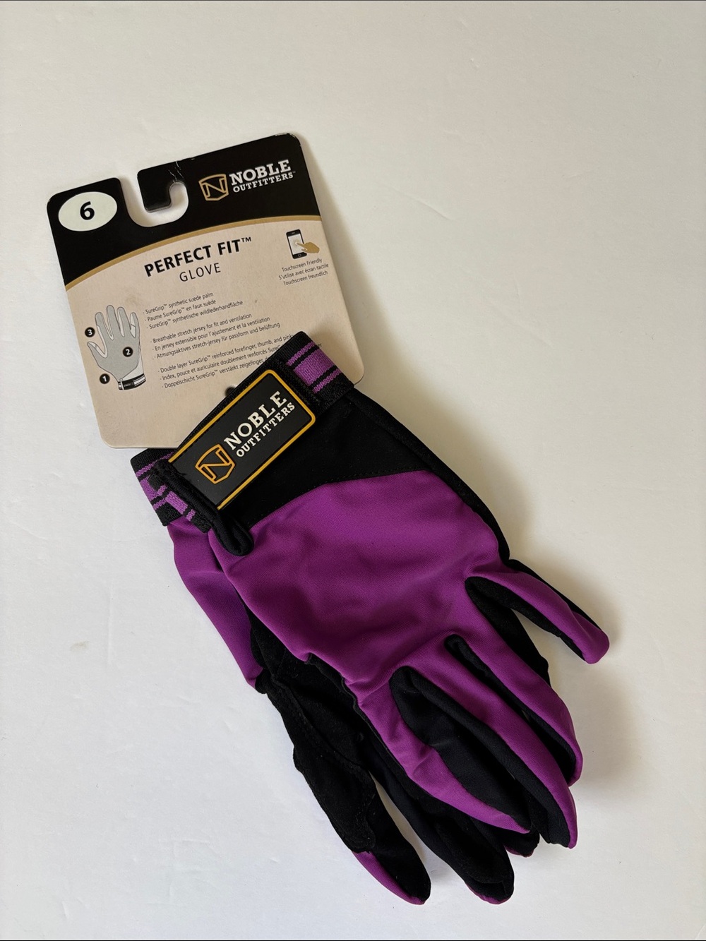 Noble Outfitters Equestrian Riding Gloves Perfect Fit Blackberry Womens Size 6